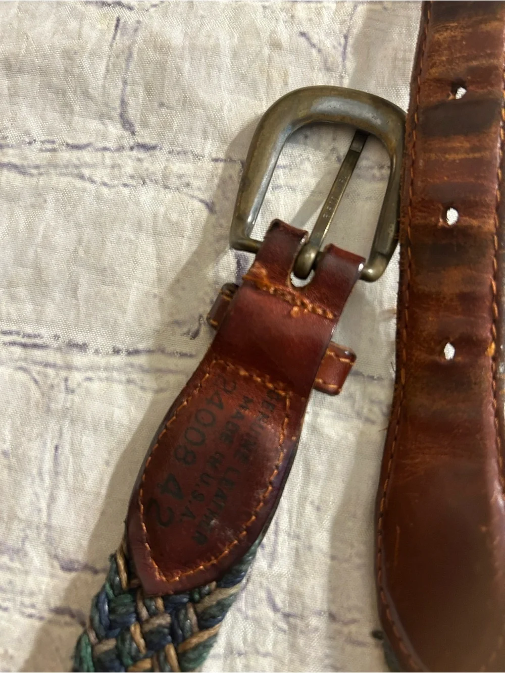 ZEP-PRO STEELERS USA BROWN & NAVY SIZE 40 BELT GENERAL LEATHER WEAVED BELT 42